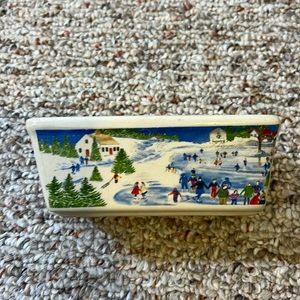 Nantucket Winter Ice Skating Mini Ceramic Loaf Pan